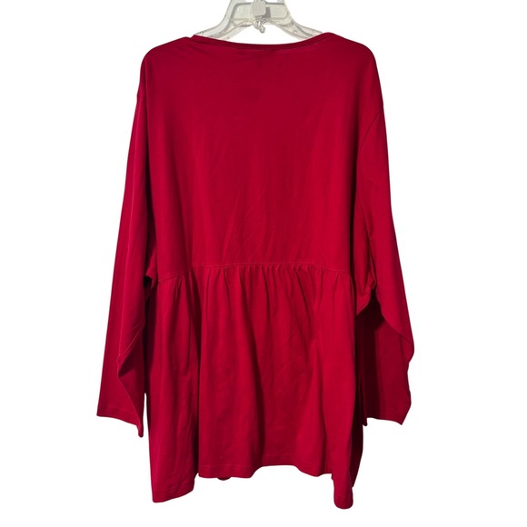 Ulla Popken Red Long Sleeve Babydoll Tunic Top Plus Size 32/34 NWT - Picture 2 of 7